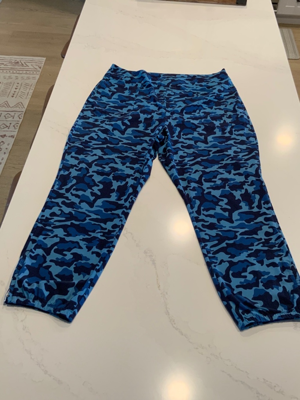 Kinona Women's Pants Jogger Blue Camouflage High Rise Size XXL